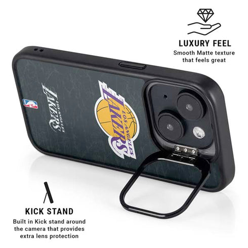NBA Los Angeles Lakers Black Primary Logo iPhone 14 Kickstand Case